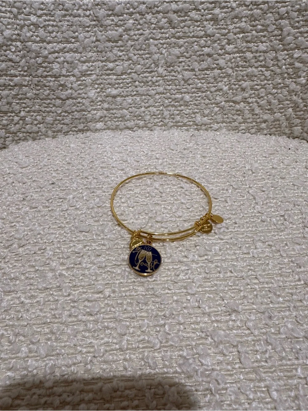 Alex and Ani Gold-Tone Bangle with Navy Elephant Enamel Charm